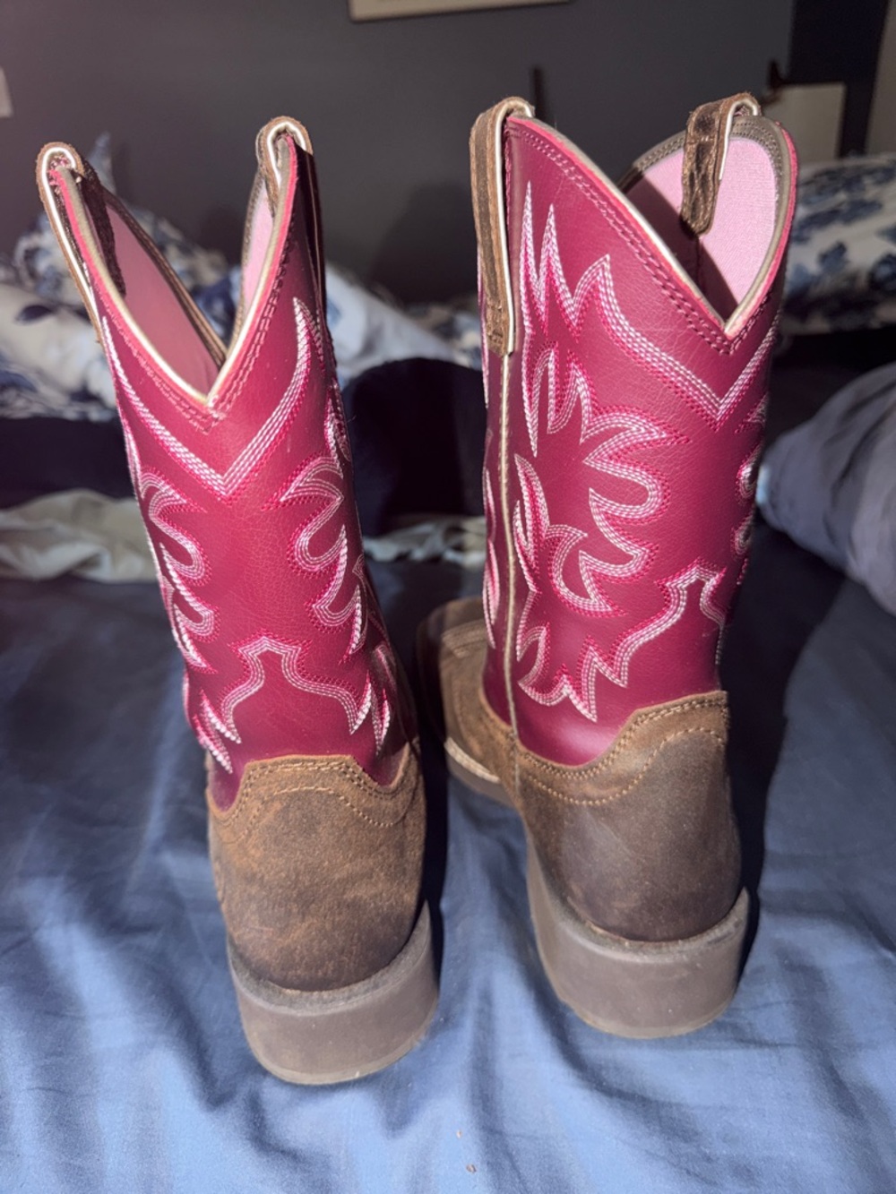 Ariat Brown Footwear with Pink Shaft Cowboy Boots - Picture 4 of 7